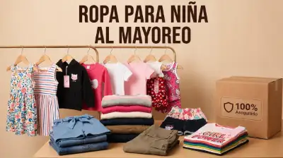 imagen mostrando una coleccion de diseños de ropa para niñas en una mesa y en rack con letra