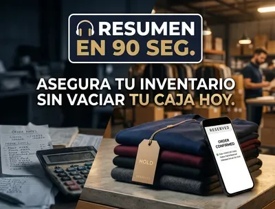 Fotografía B2B sobre cómo el sistema de apartado protege tu inventario sin agotar tu capital. Portada para formato de Audio/Podcast.