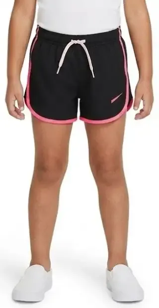 Short playero negro con bordes y cordón de ajuste en color rosa fucsia de estilo ligero.